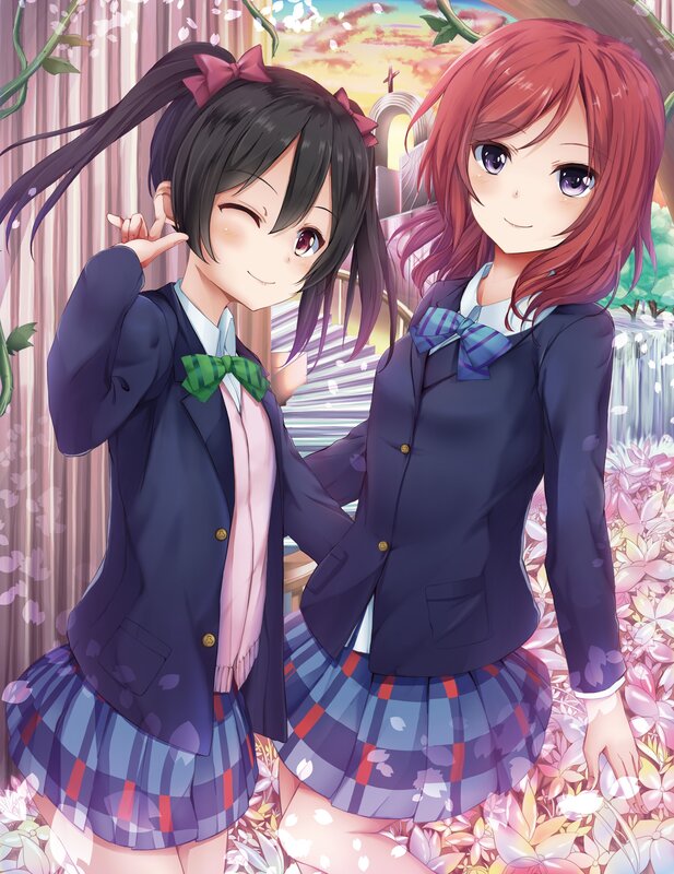 Two Schoolgirls in Uniforms — Pink