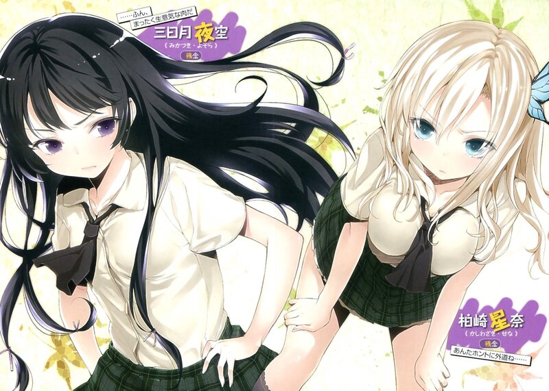 Two Schoolgirls in Uniforms — White