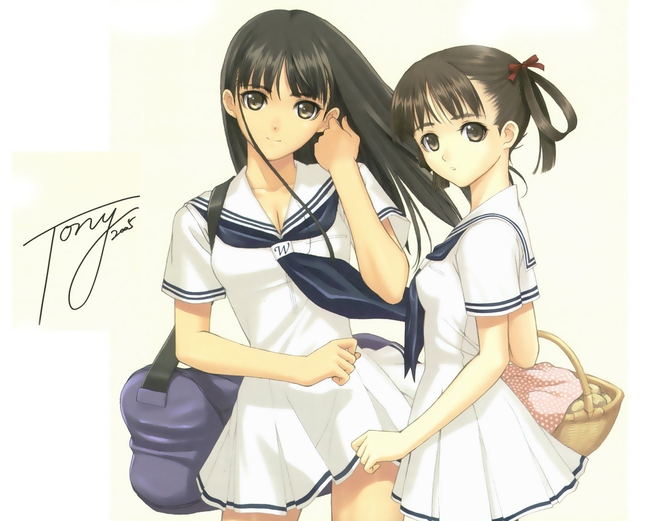 two schoolgirls in uniforms