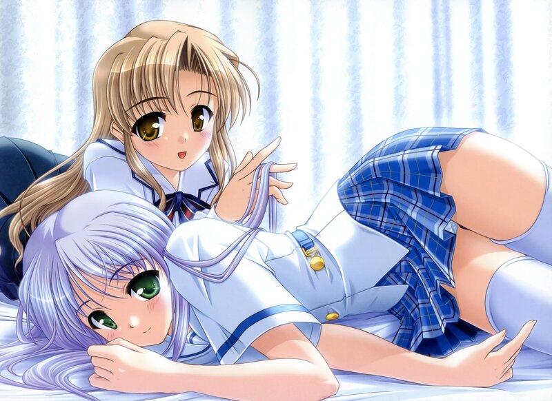 Two Schoolgirls Lying Down — Blue, Calm