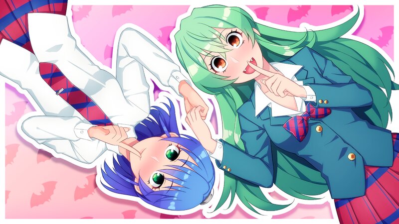 Two Schoolgirls Lying Down — Pink, Playful