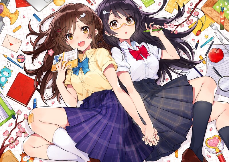 Two Schoolgirls Lying Down — Purple