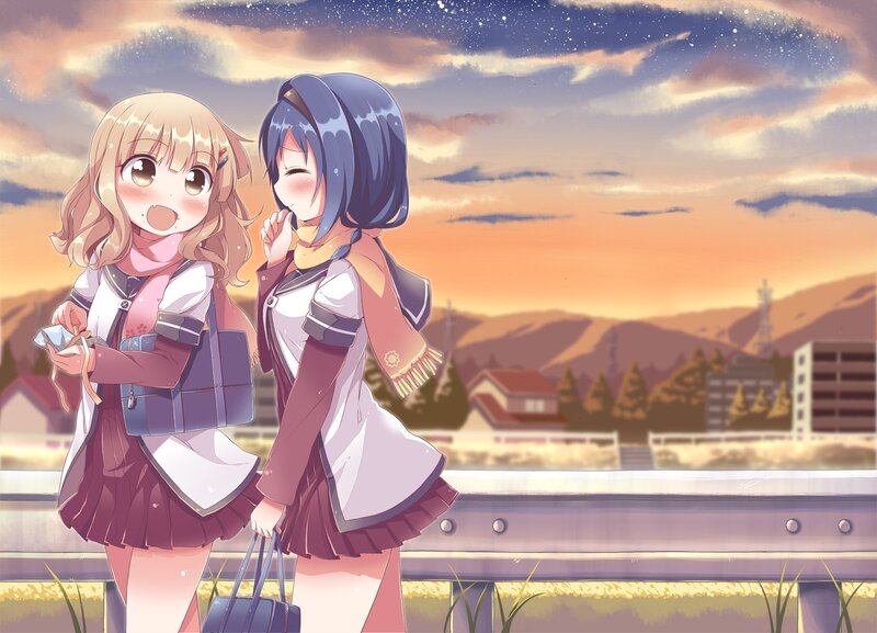Two Schoolgirls on a Bridge — Orange