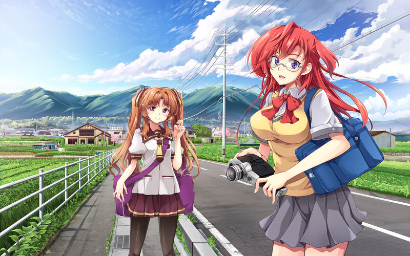 Two Schoolgirls on a Road — Blue