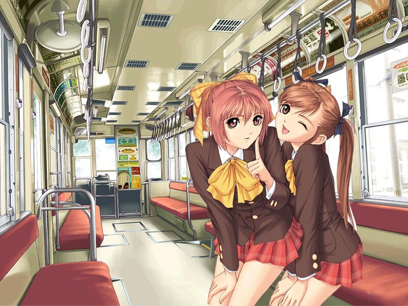 Two Schoolgirls on a Train