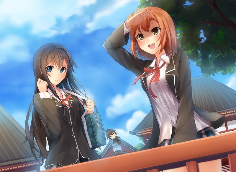 Two Schoolgirls on Balcony — Blue