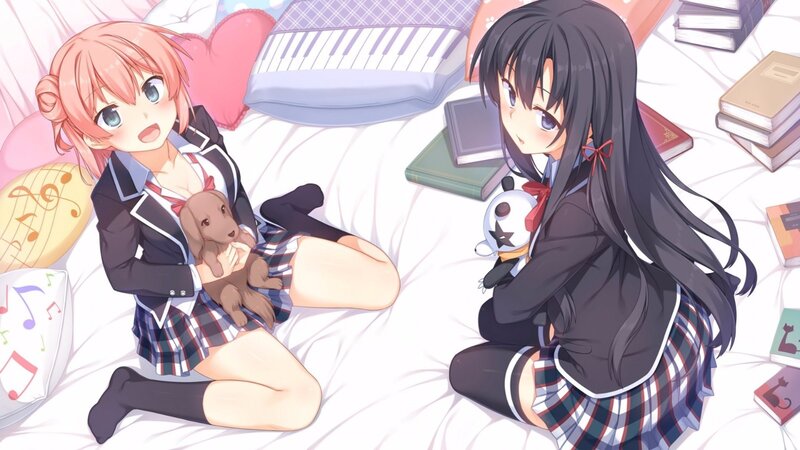 Two Schoolgirls on Bed