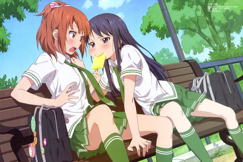 Two Schoolgirls on Bench
