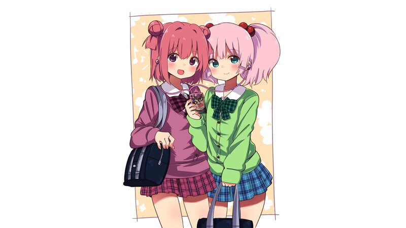 Two Schoolgirls — Pink, Cheerful