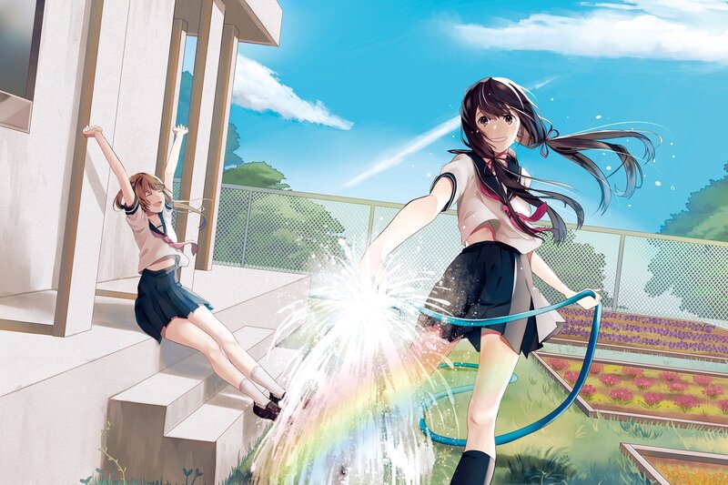 Two Schoolgirls Playing