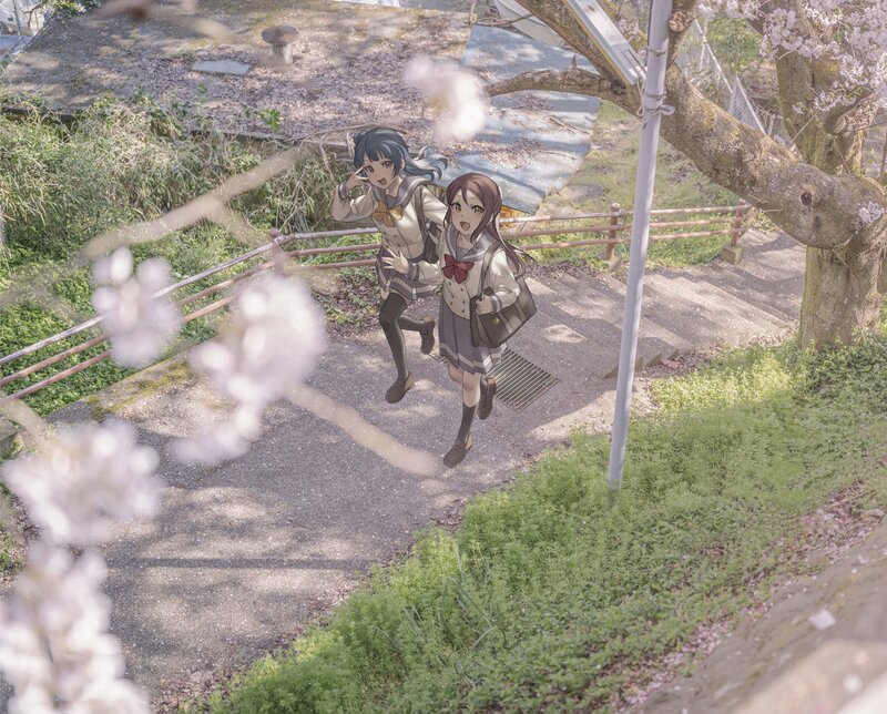 Two Schoolgirls Running — Green, Serene