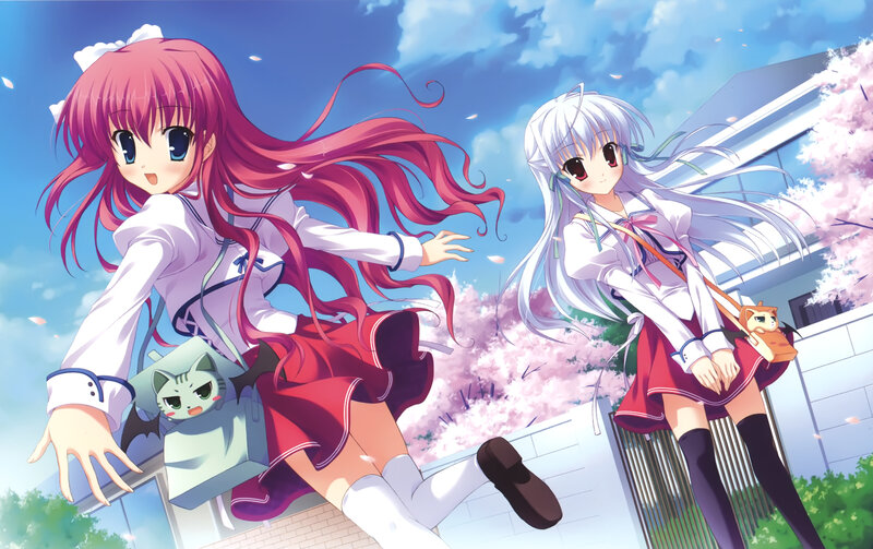 Two Schoolgirls Running