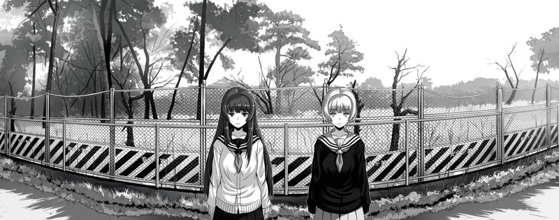 Two Schoolgirls Standing — Black