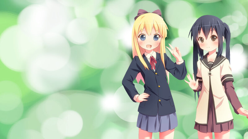Two Schoolgirls Standing — Green