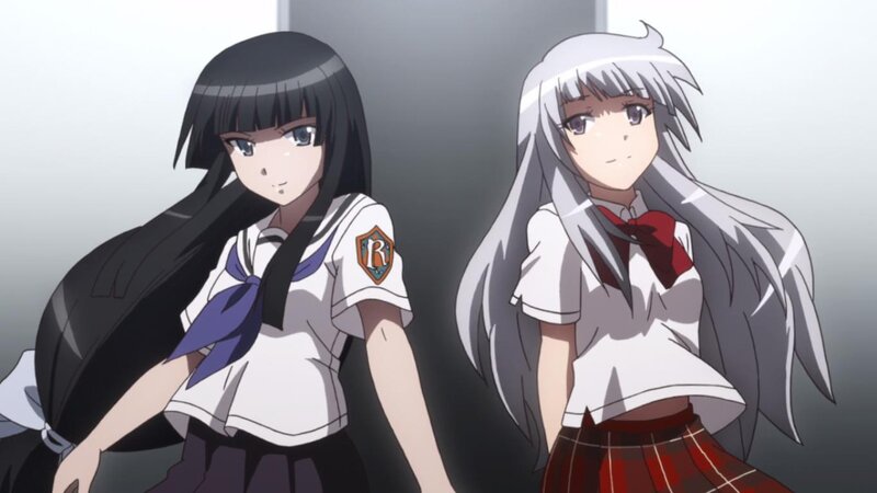 Two Schoolgirls Standing — White