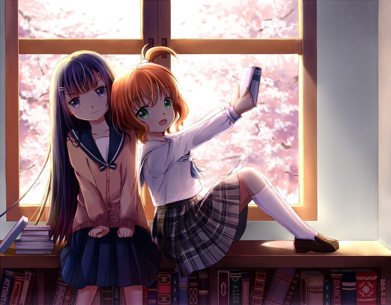 Two Schoolgirls Taking Selfie