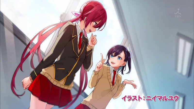 Two Schoolgirls Talking — Red