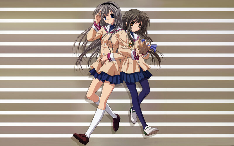 Two Schoolgirls Walking — Brown