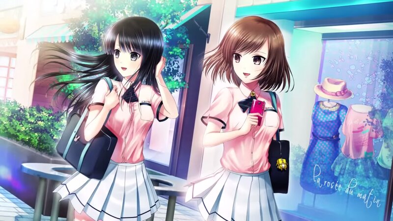 Two Schoolgirls Walking — Pink