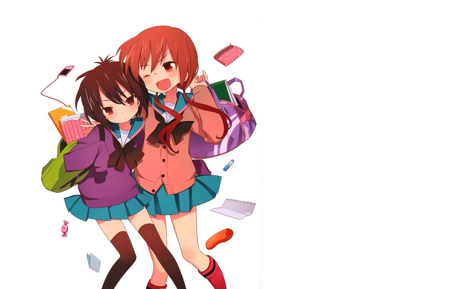 two schoolgirls with backpacks