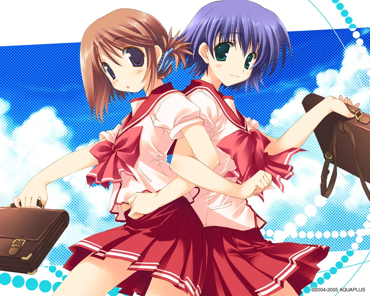 Two schoolgirls with briefcases