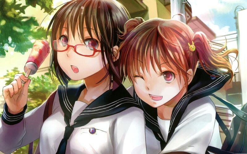 Two schoolgirls with ice cream