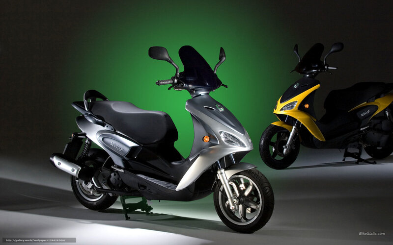 Two scooters on green background