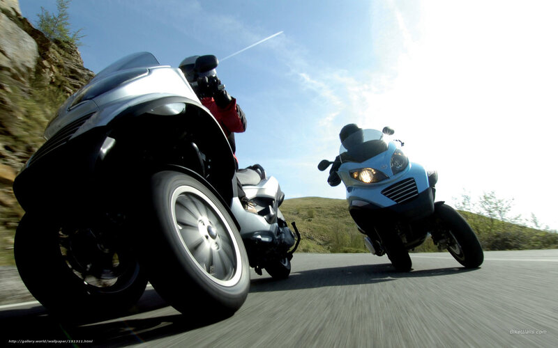 Two Scooters on Road — Blue