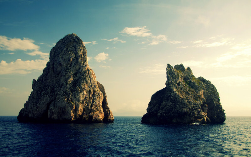 Two Sea Stacks — Blue