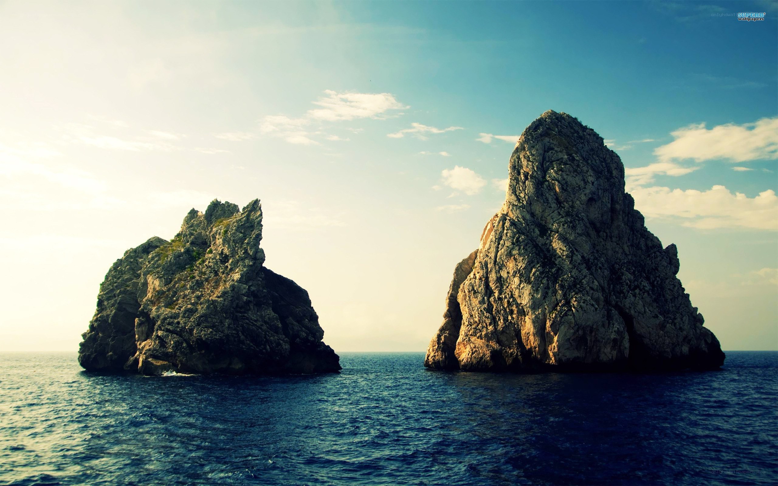 Two sea stacks in the ocean
