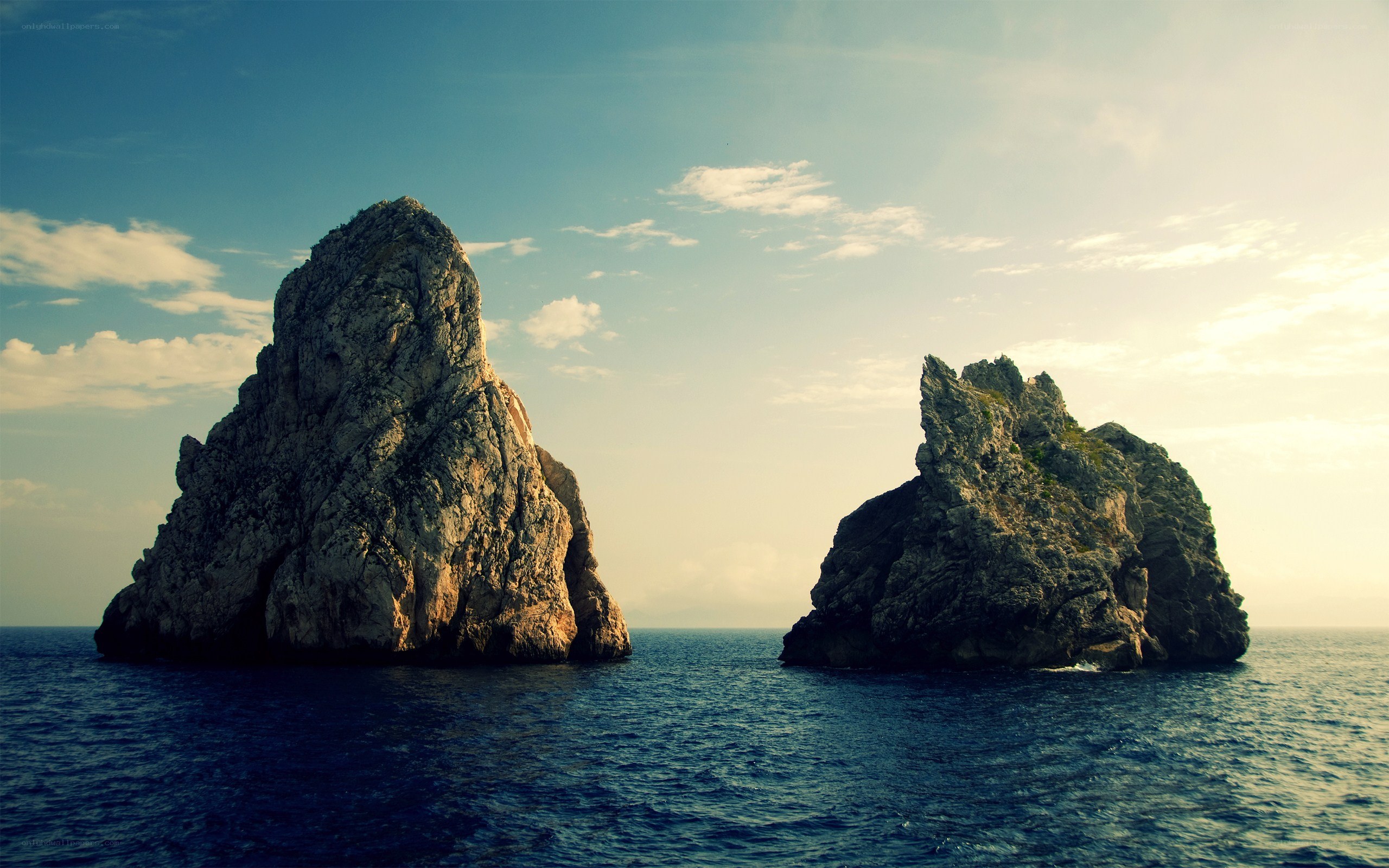 Two sea stacks in the ocean