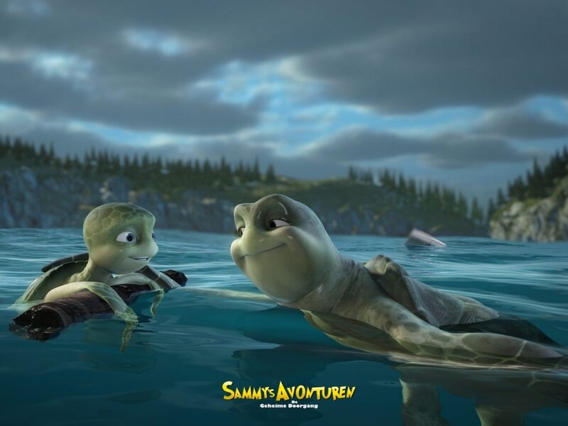 Two Sea Turtles in Water