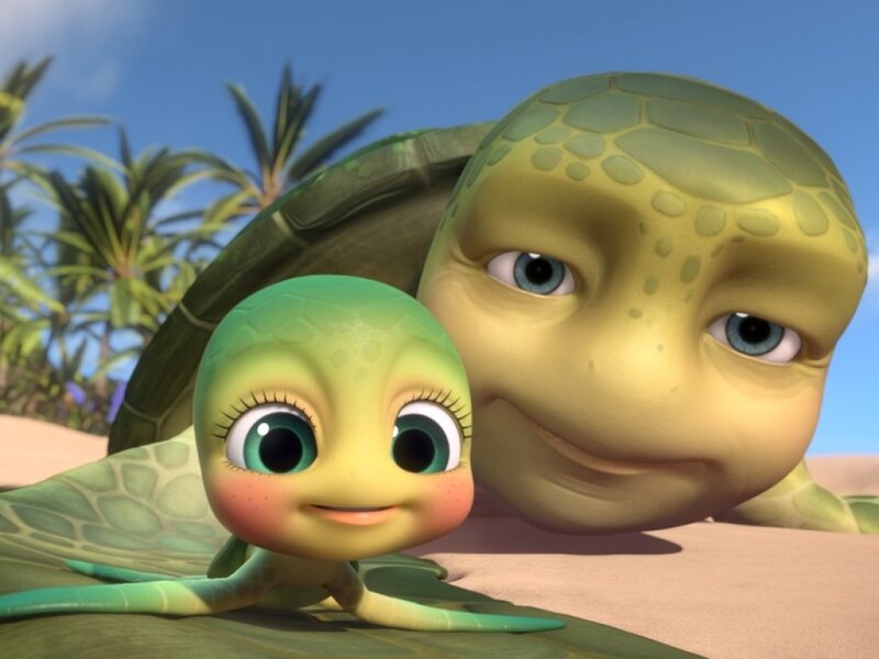 Two Sea Turtles on Sand