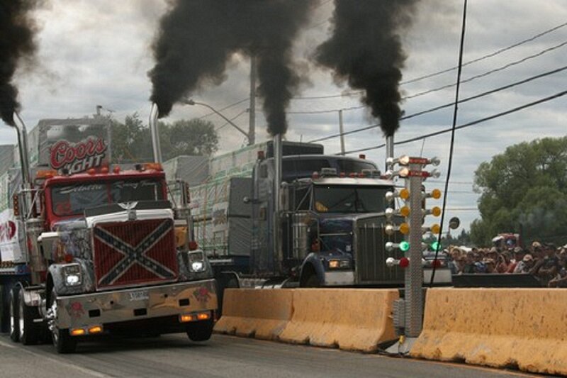Two Semi-trucks Racing