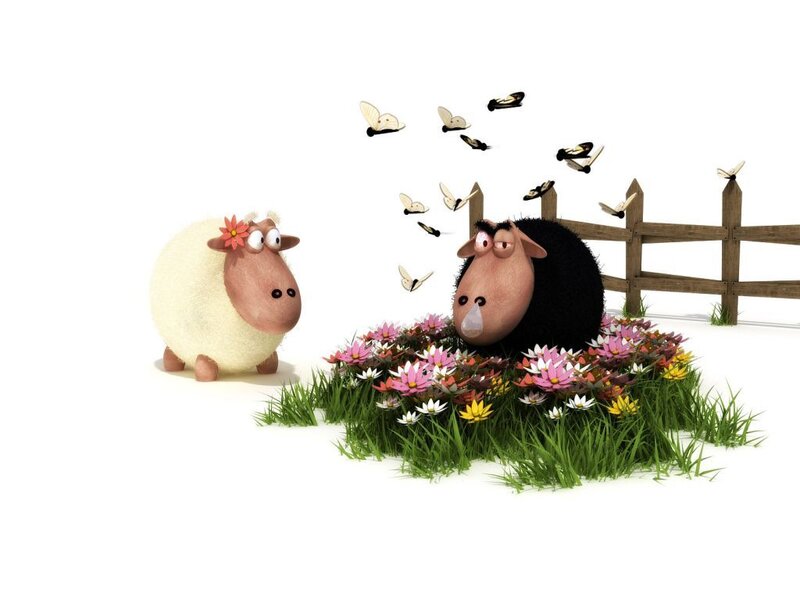 Two Sheep in Flowers