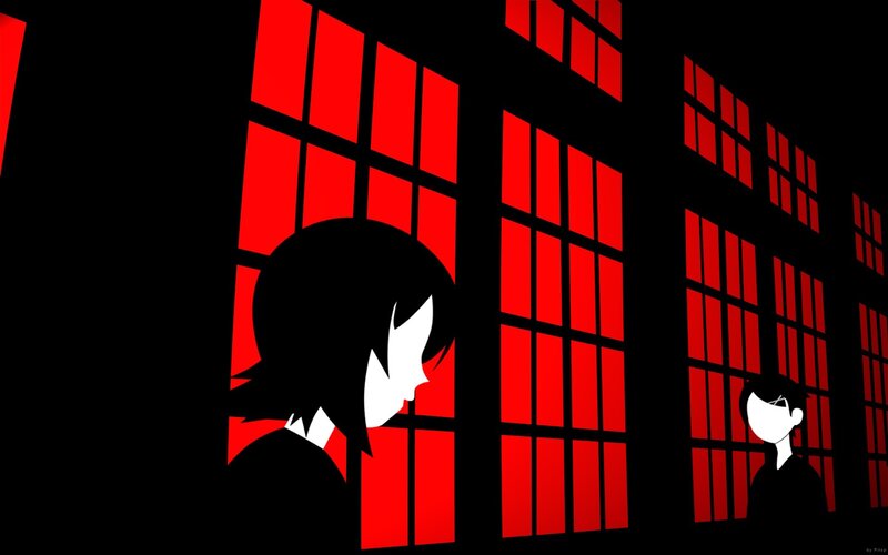 Two Silhouetted Figures — Black, Dramatic, Night, Digital Art