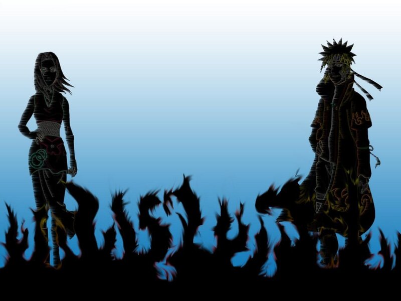 Two Silhouetted Figures — Blue