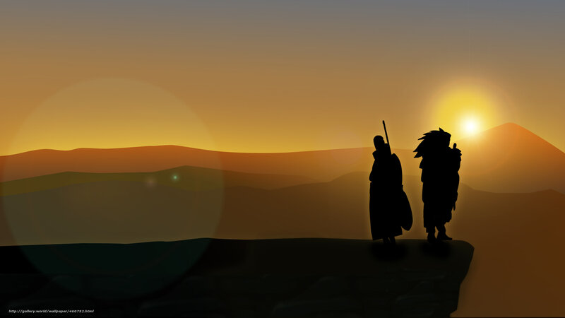 Two Silhouetted Figures — Orange, Dramatic, Sunset