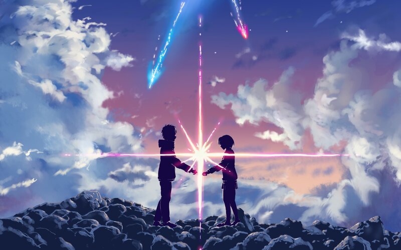Two Silhouetted Figures — Purple, Dramatic