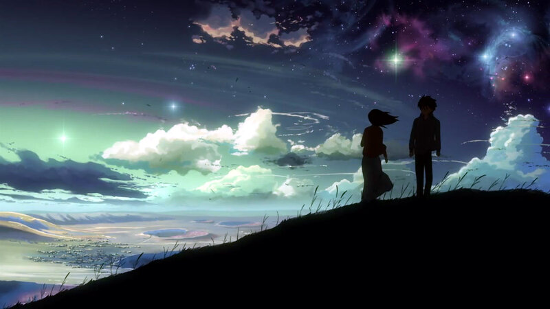 Two Silhouetted Figures — Purple, Serene