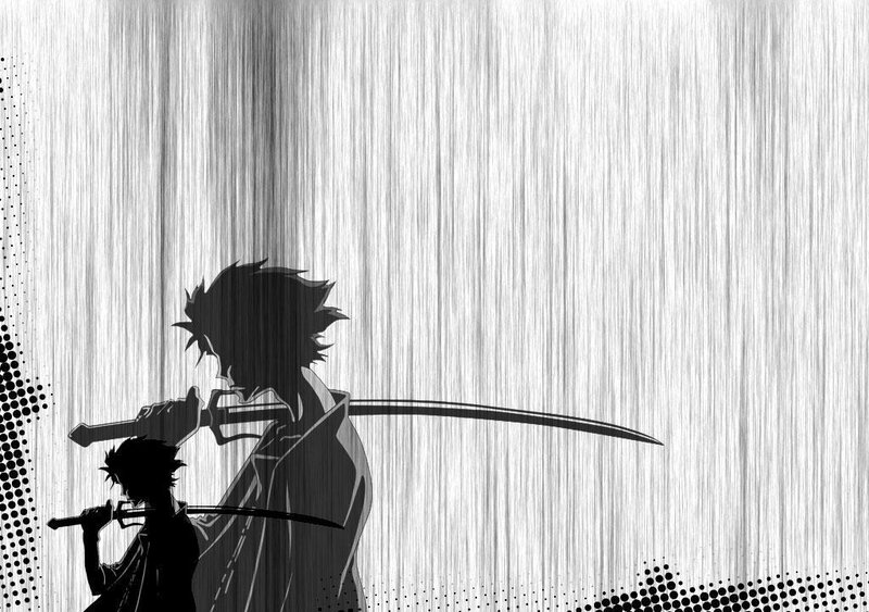 Two Silhouetted Figures with Swords