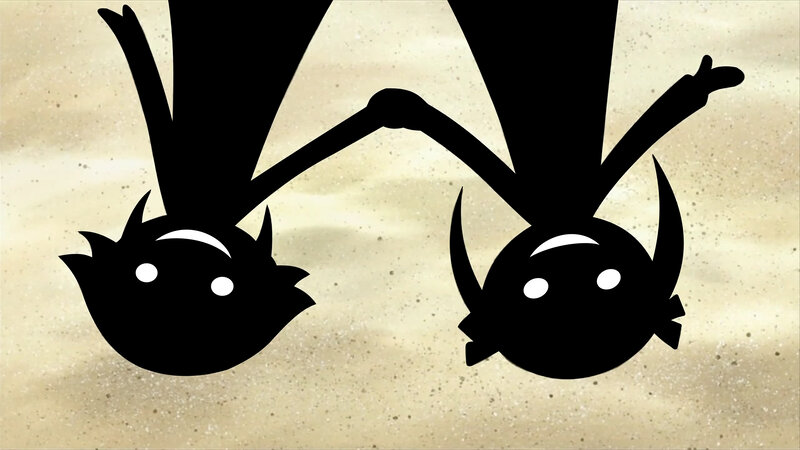 two silhouettes holding hands