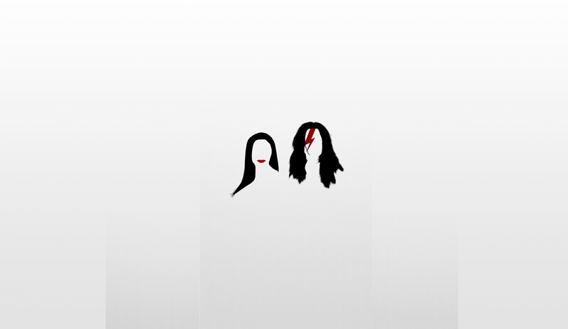 two silhouettes with red lips