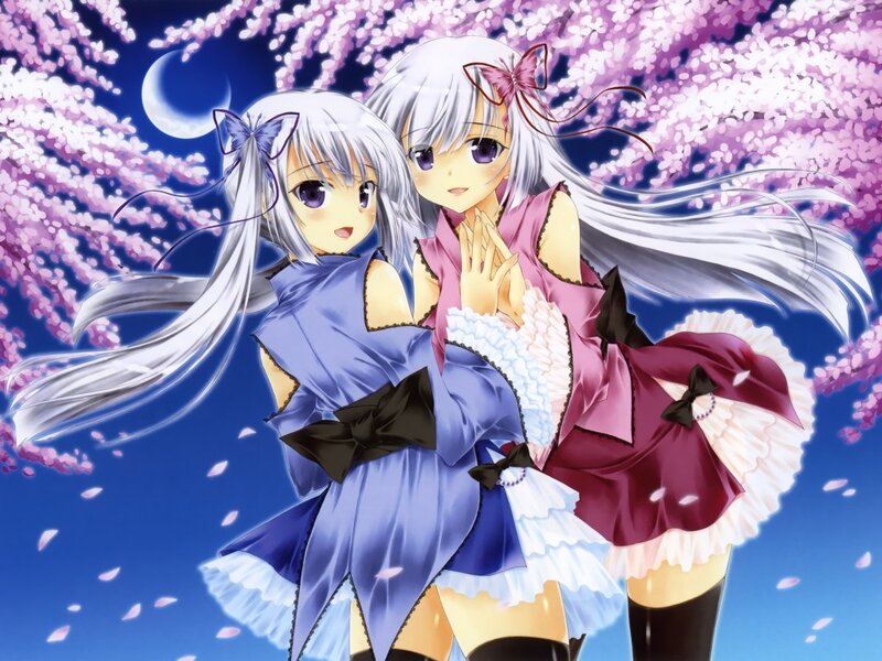 Two Silver-haired Girls — Blue, Serene, Night
