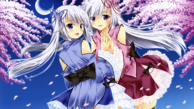 Two Silver-haired Girls — Blue, Serene