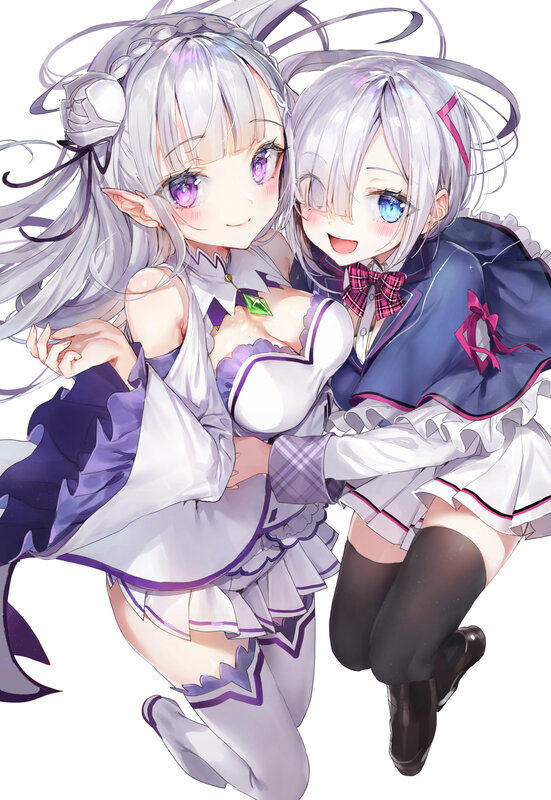 Two Silver-haired Girls — White, Cheerful