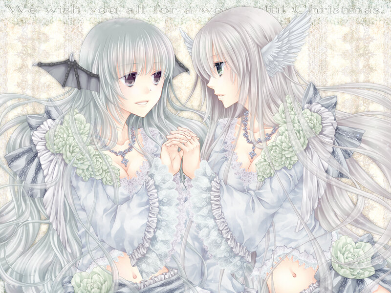 Two Silver-haired Girls — White, Serene