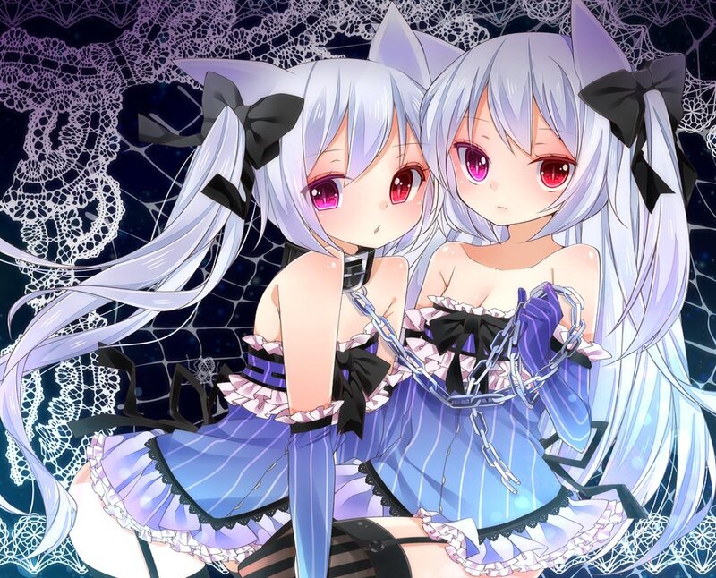 Two Silver-haired Girls — White