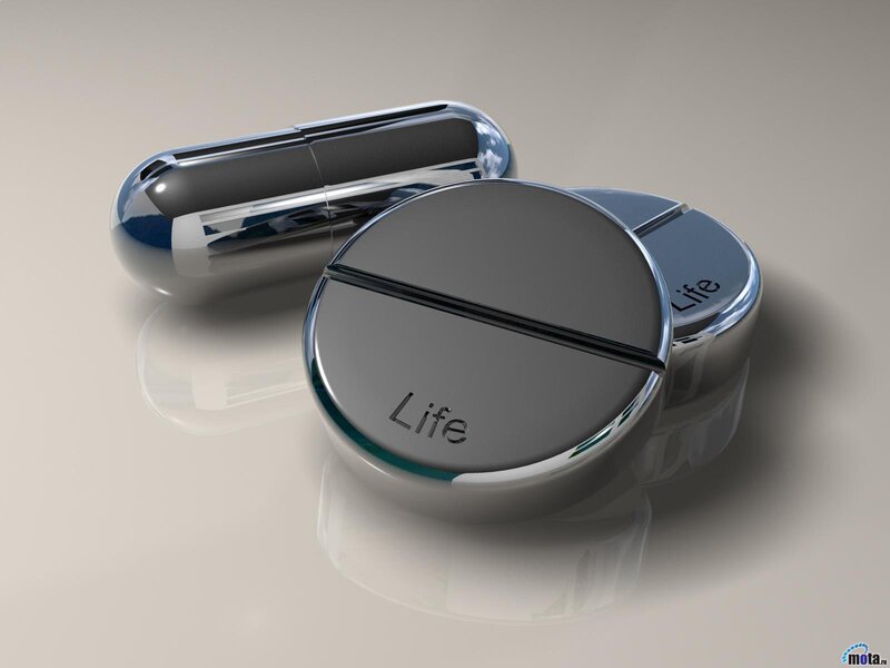 Two Silver Pill-shaped Objects