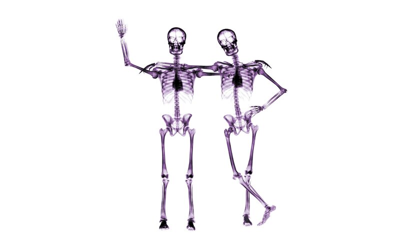 Two Skeletons Dancing — Purple